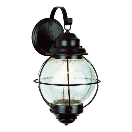 TRANS GLOBE One Light Black Clear Seeded Glass Marine Light 69904 BK